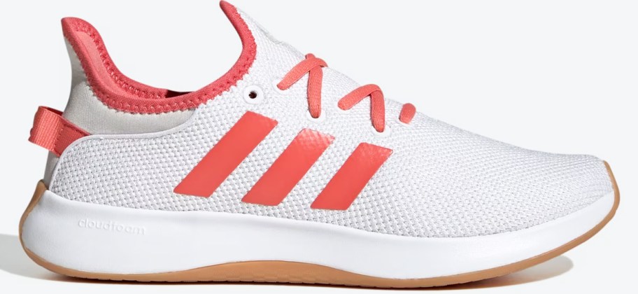 white sneaker with pink stripes
