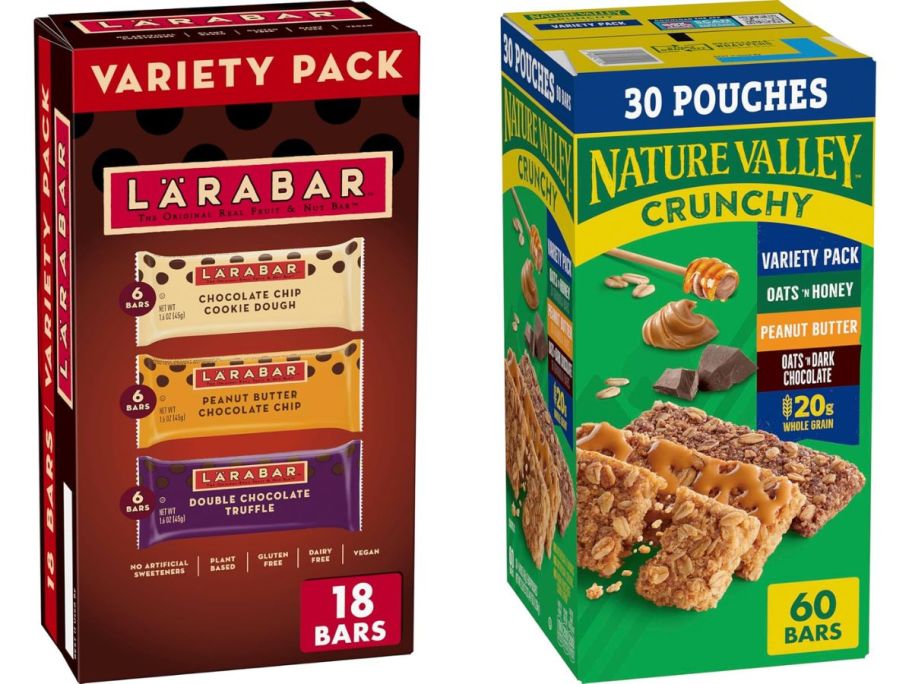 Larabar variety pack and nature valley crunchy bars