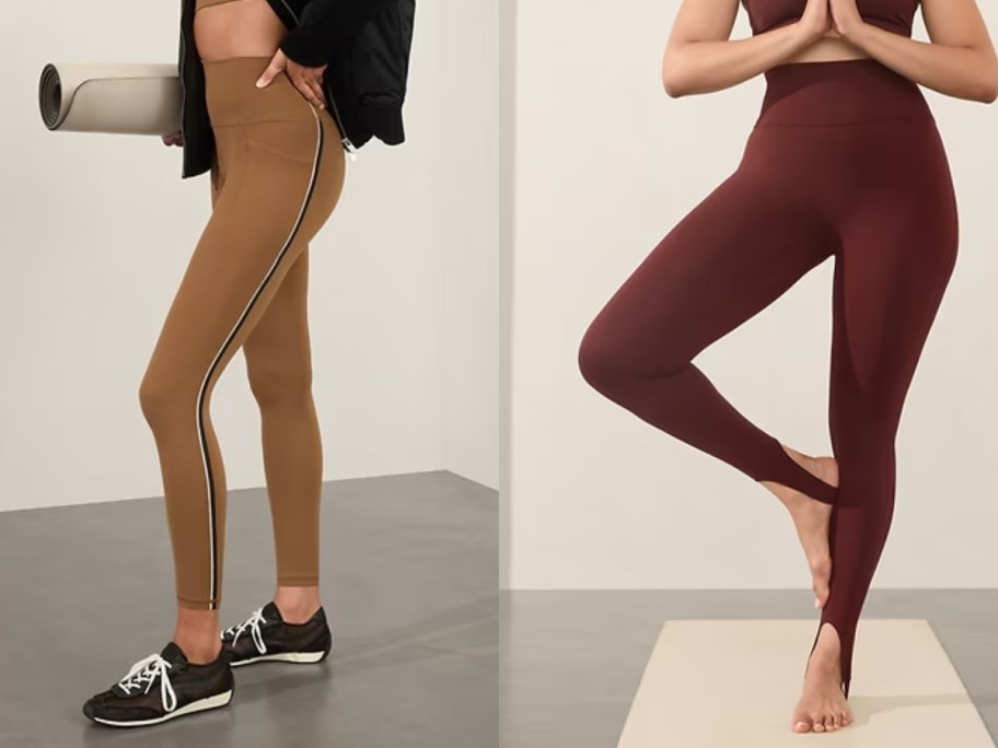 women exercising wearing leggings and sports bras