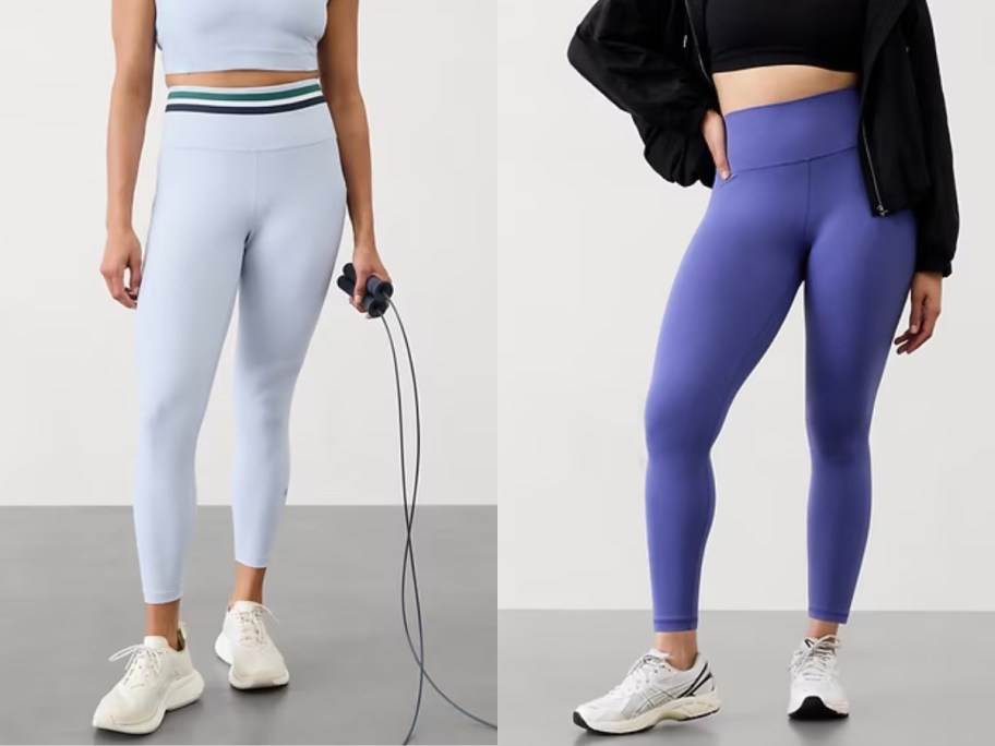 women exercising wearing leggings and sports bras