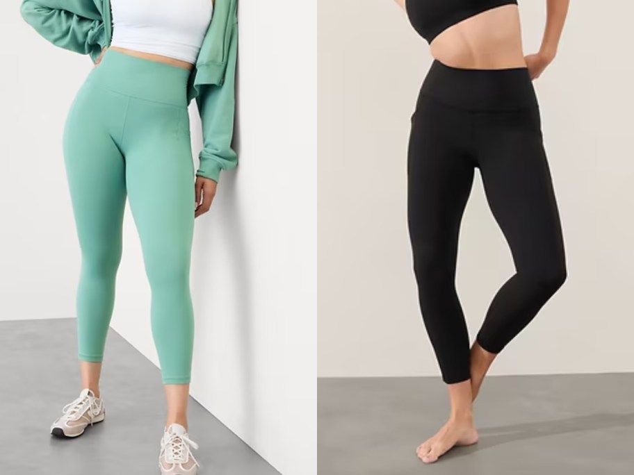 women exercising wearing leggings and sports bras