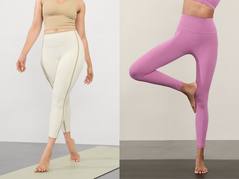 women exercising wearing leggings and sports bras