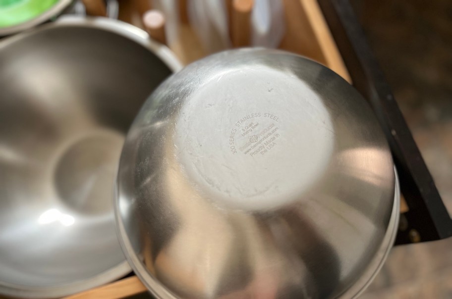 bottom of stainless steel mixing bowl made in usa