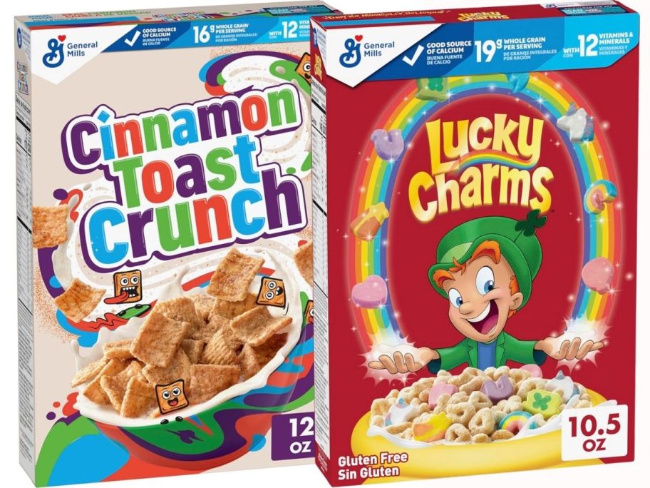 two boxes of general mills cereals