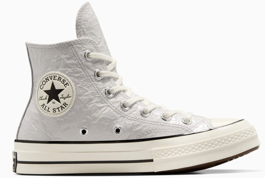 gray crinkled converse shoe