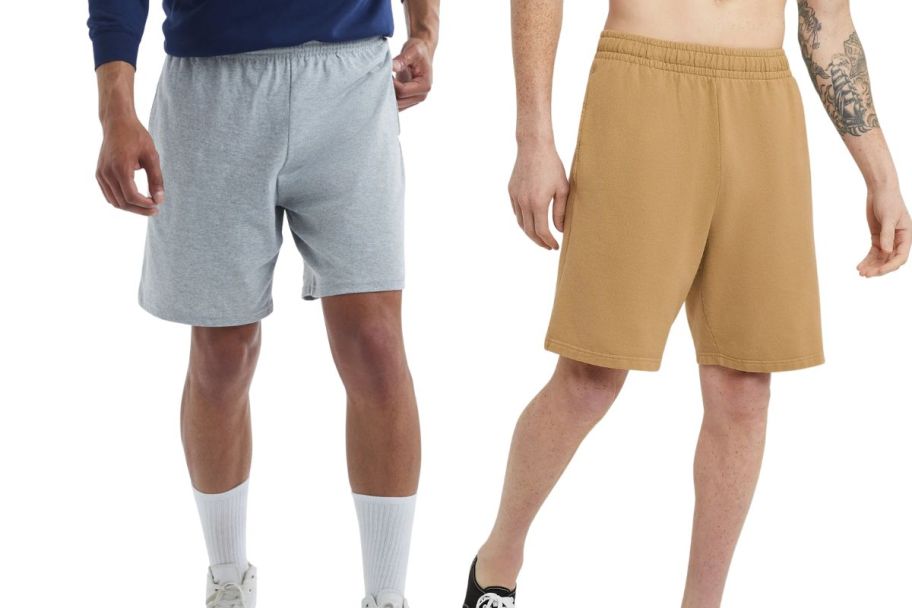 two male models in jogger shorts