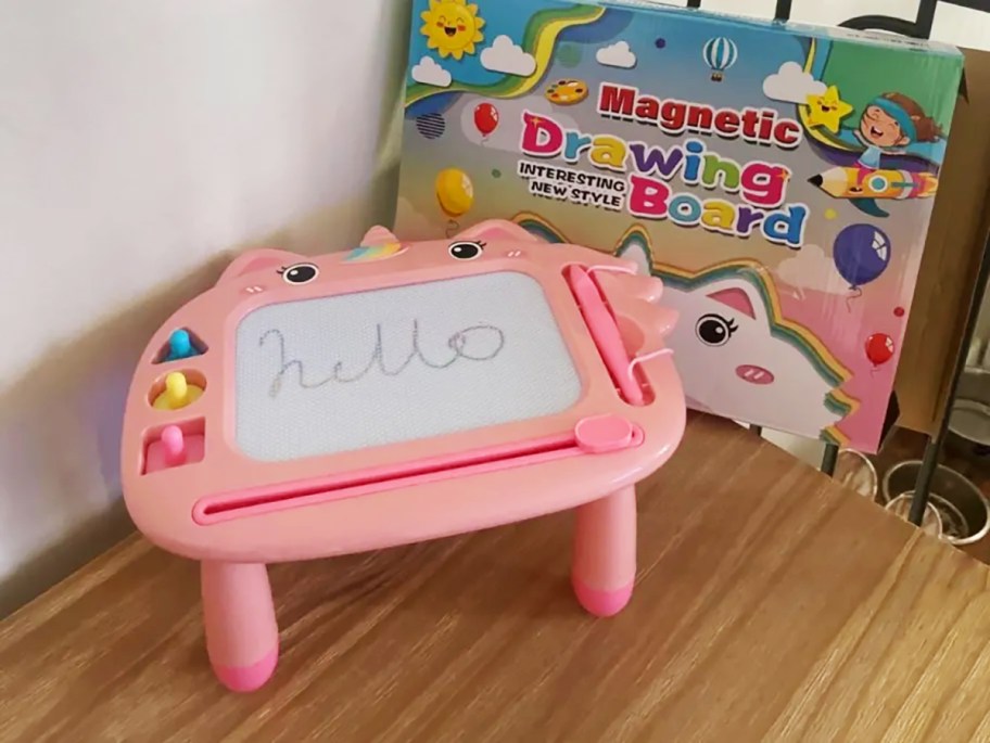 pink unicorn magnetic drawing board for kids