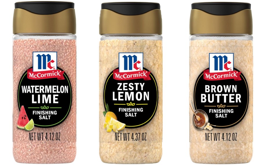 mccormick finishing salts in watermelon lime, zesty lemon, and brown sugar