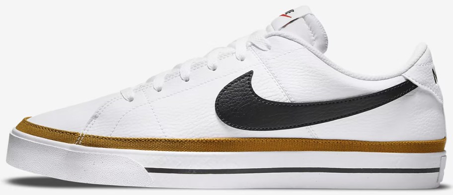 white and black nike low top shoe