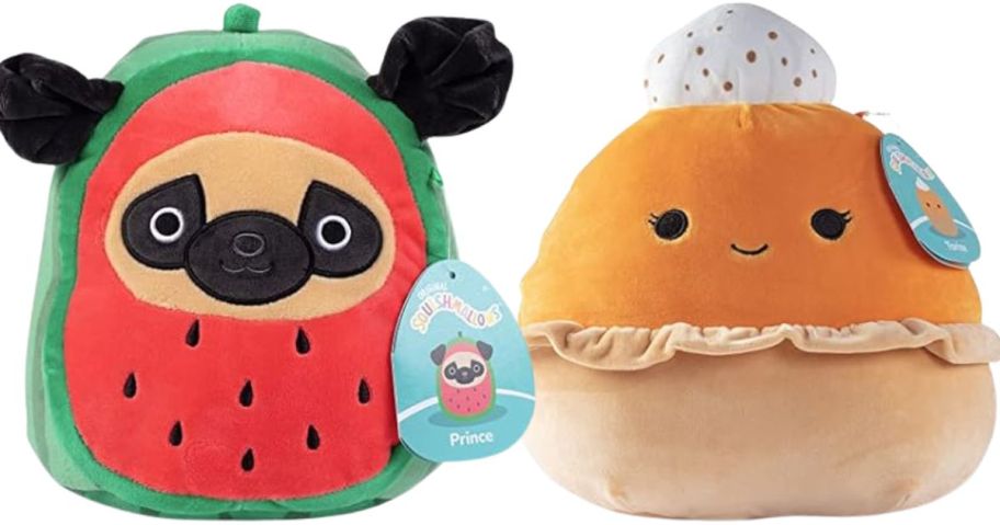 squishmallows watermelon pug and pumpkin pie stock images