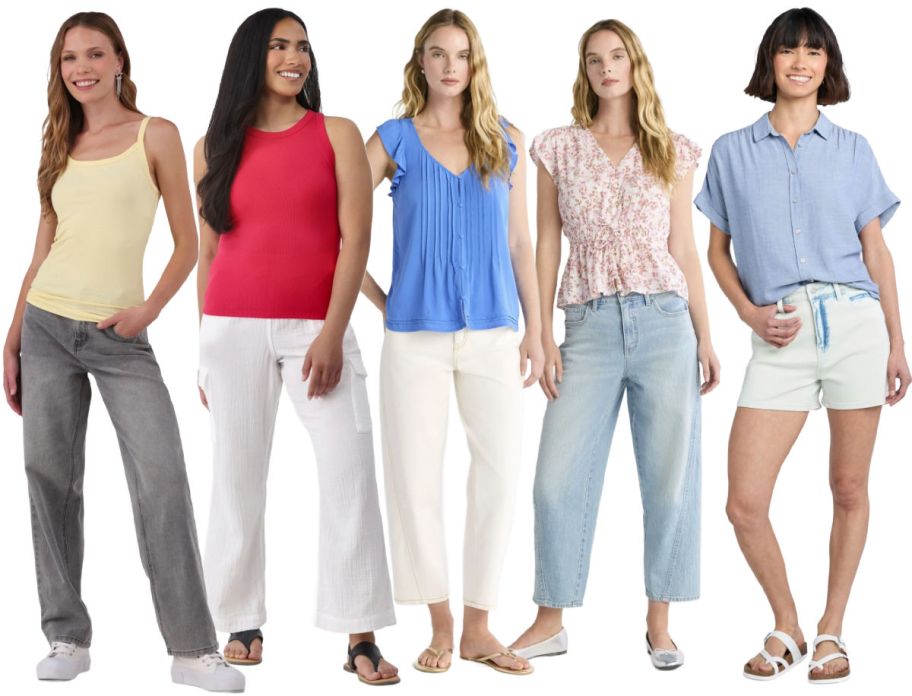 5 women on a white background