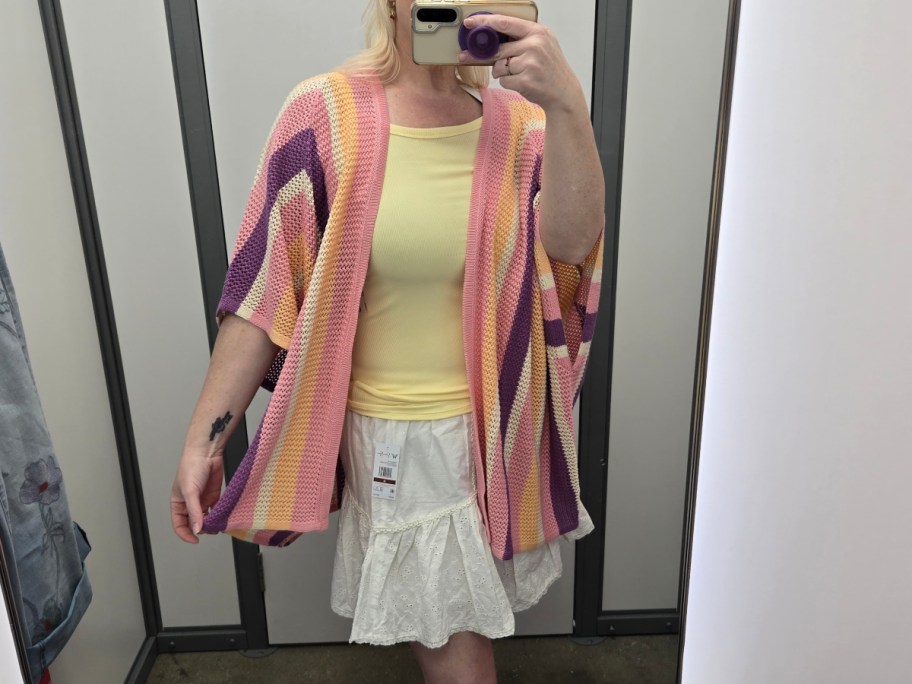 woman taking selfie in Walmart fitting room