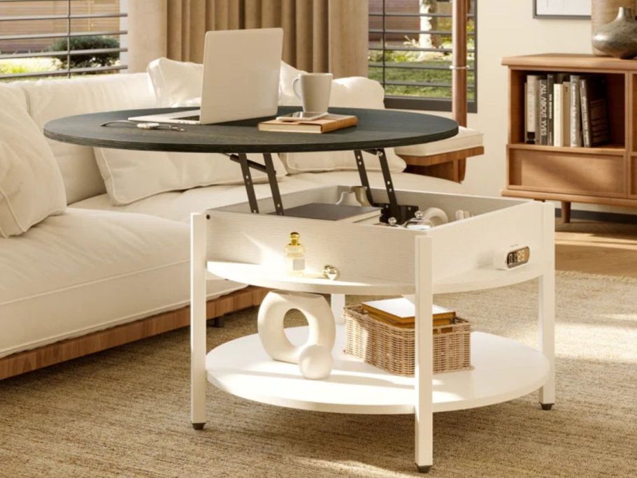 Wayfair Furniture Sale | Round Lift-Top Wood Coffee Table Just $79.99 Shipped (Reg. $229)