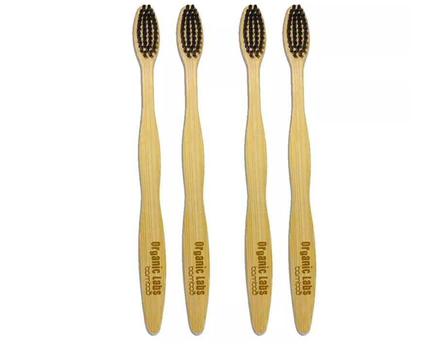 stock photo of bamboo toothbrushes 