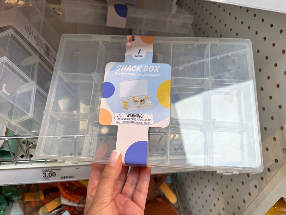 A person holding Bullseye's Playground Snack Box