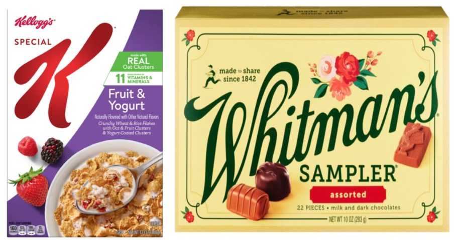 cereal and box of chocolate candy