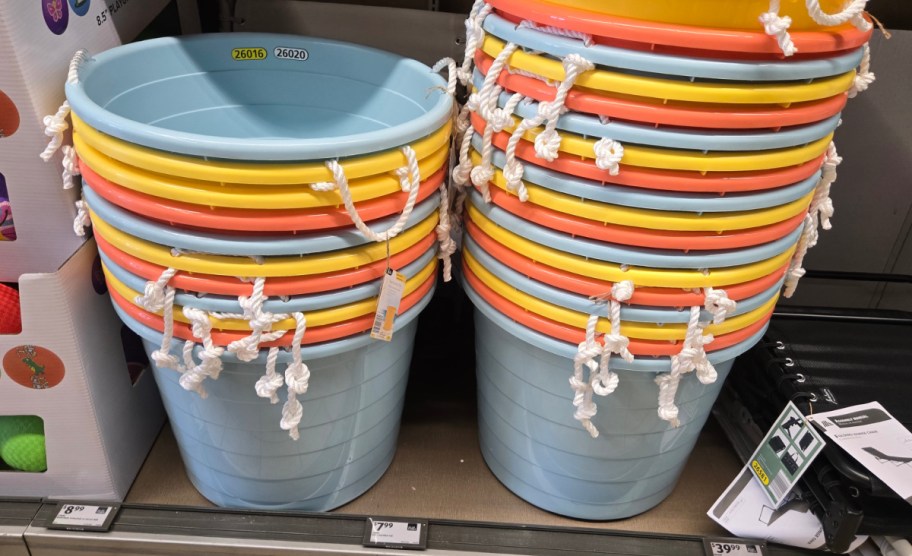 display of Crane Rope Handled Tub in different colors 