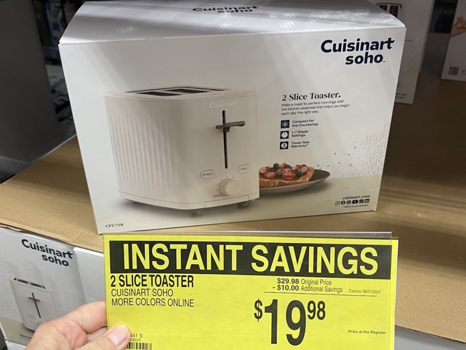 Cusinart soho 2-Slice Toaster in box on a shelf in Sam's club