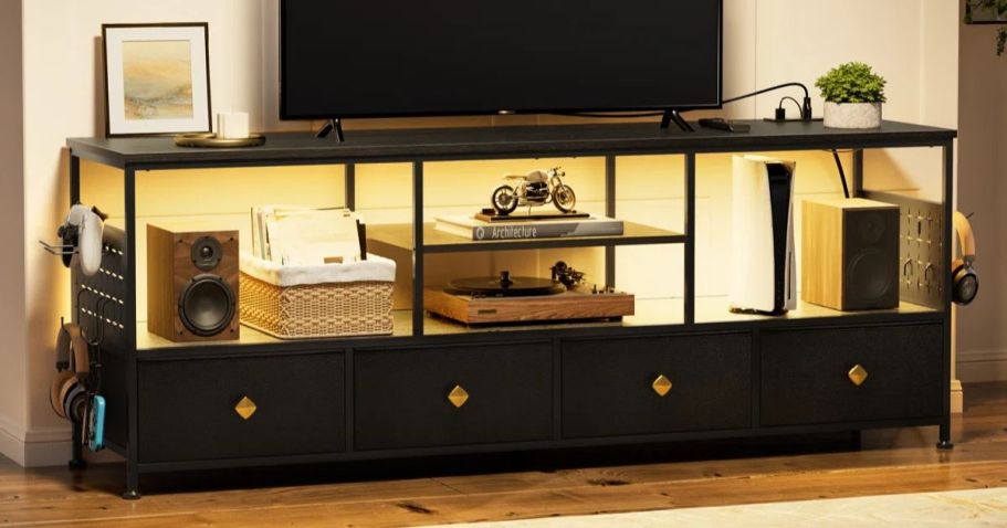 Wayfair Furniture Sale | LED Media Console w/ Charging Station Just $125.99 Shipped