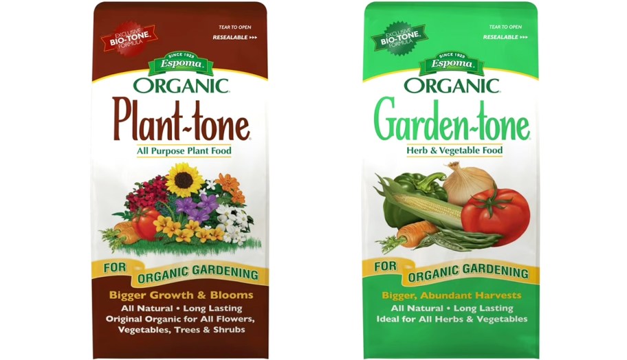 bags of organic plant and garden plant food