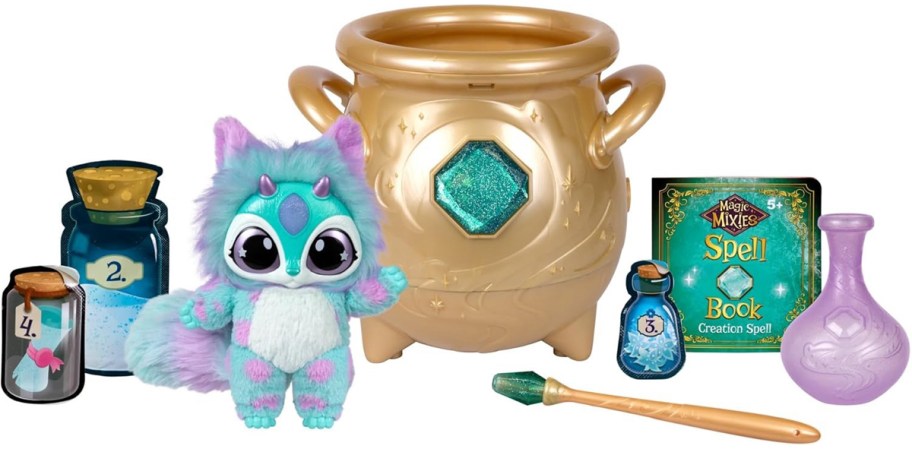 Magic Mixies Magical Real Misting Gold Cauldron with 8” Plush
