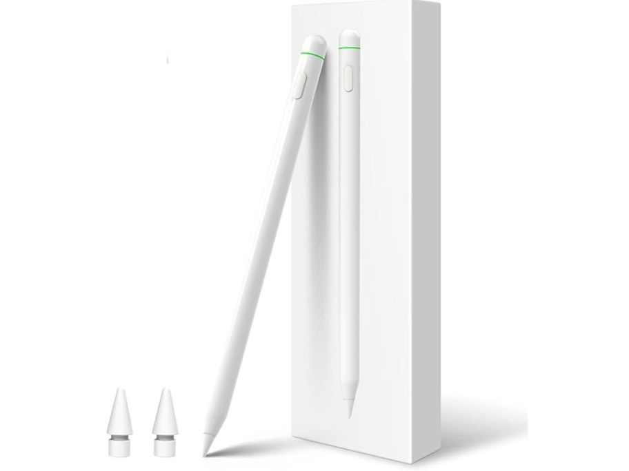 An iPad stylus with 2 tips and a box