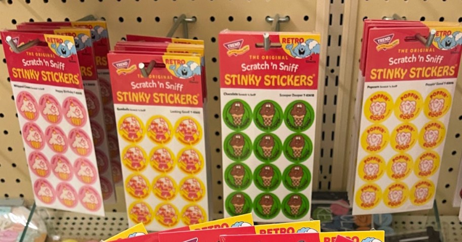 Retro Stinky Stickers on shelf in hobby lobby