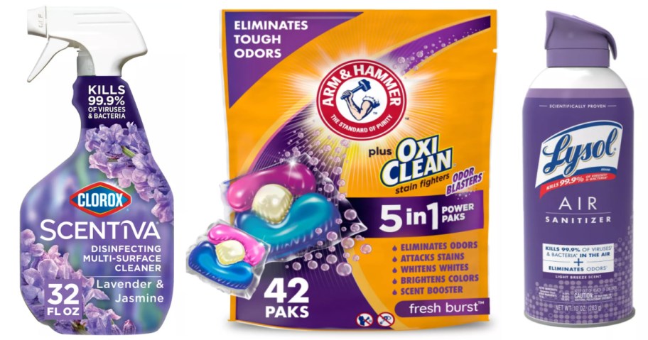 surface cleaner, laundry pods and air sanitizer spray