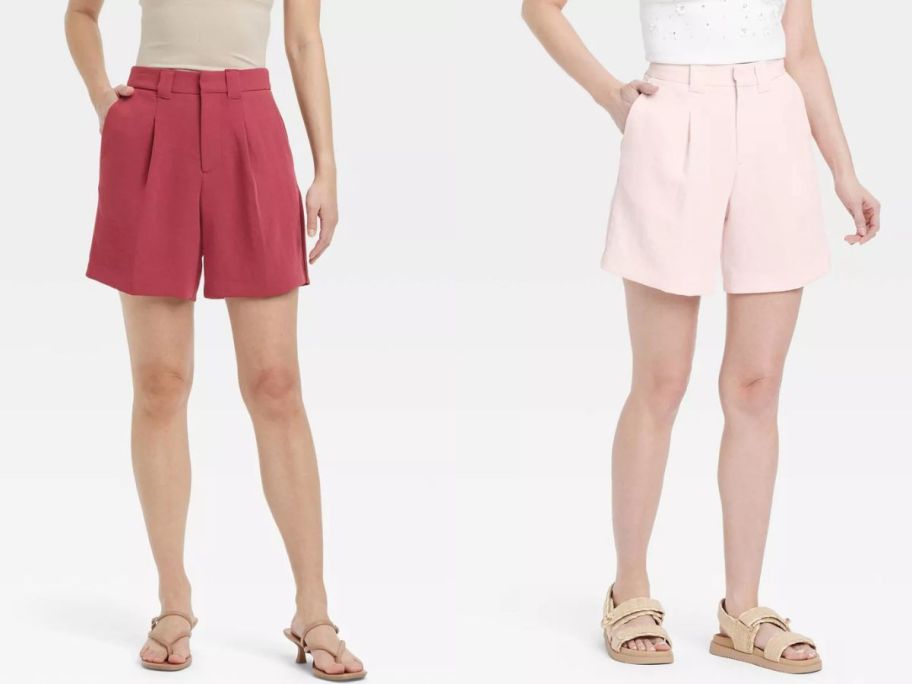Stock images of two women wearing  A New Day Women's Signature Crepe Bermuda Shorts