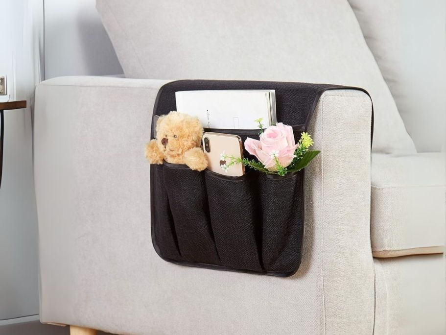 Sofa Armrest Organizer Only $7.49 on Amazon | Keep Your Remotes & Phone Close By
