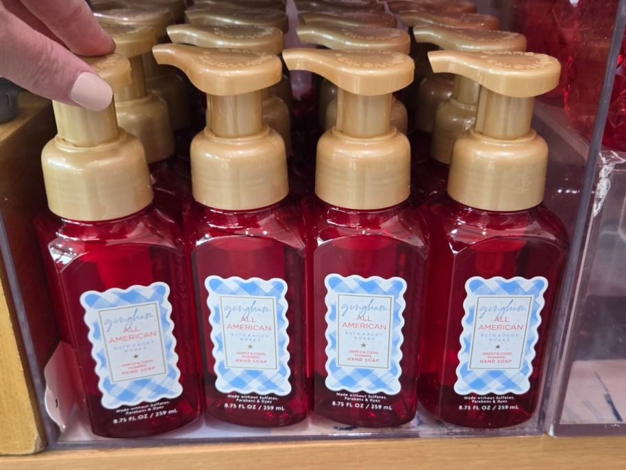 Bath & Body Works Gingham All-American Foaming Hand Soaps on shelf in store