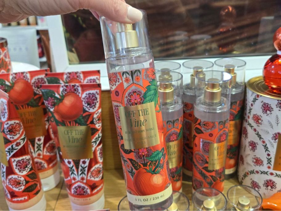Bath & Body Works Off The Vine Fine Fragrance Mist in hand in store