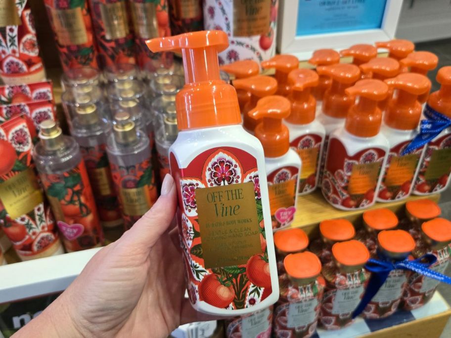 Bath & Body Works Off The Vine Foaming Hand Soap in hand in store