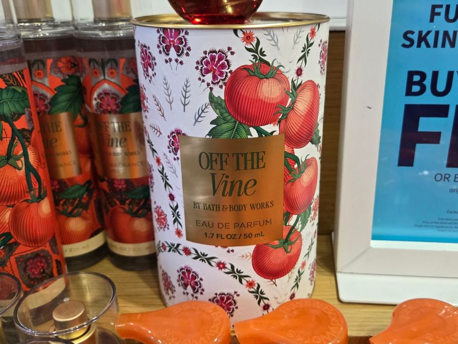 Bath & Body Works Off The Vine Eau De Parfum box on shelf in store