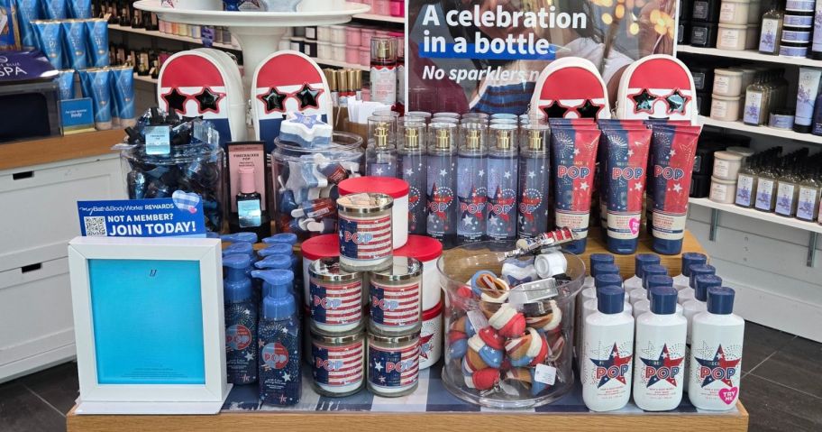 bath and body works firecracker pop line on display in store