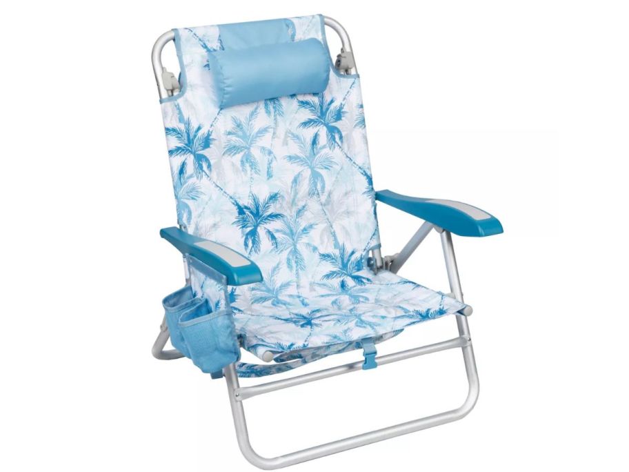 blue and white Member's Mark Reclining Beach Chair stock image