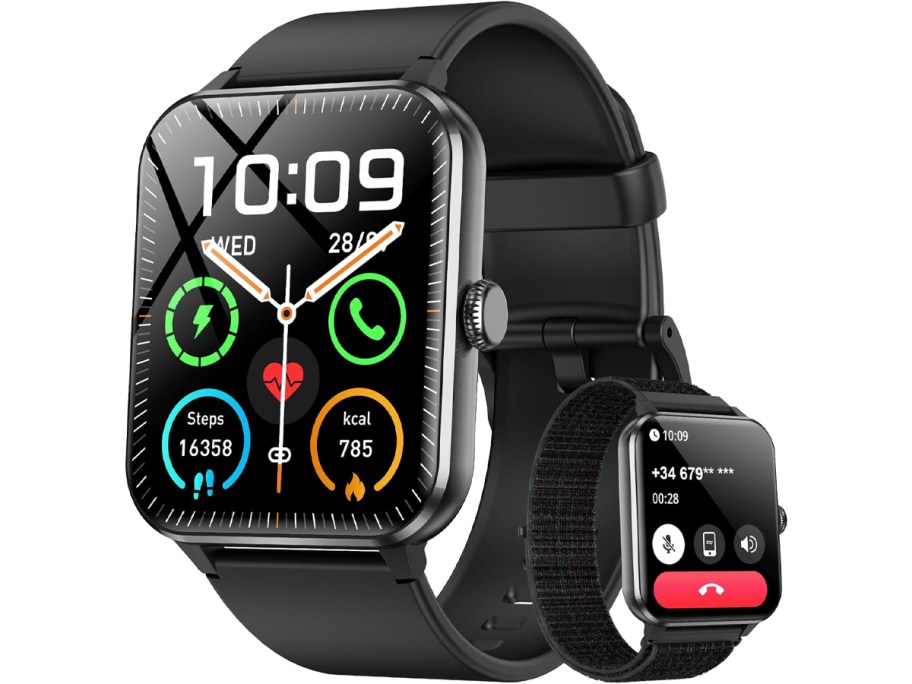 black smart watch small and large image 