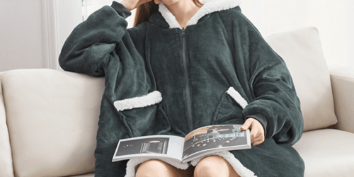 Wearable Sherpa-Lined Blanket Hoodie ONLY $9.49 on Amazon (Regularly $19)