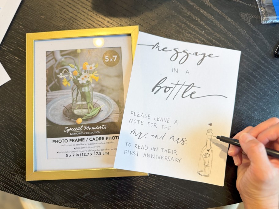 hand writing on paper for message in a bottle