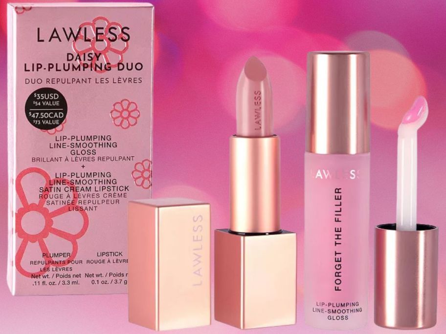 LAWLESS Daisy Plumping Gloss and Lipstick Duo 