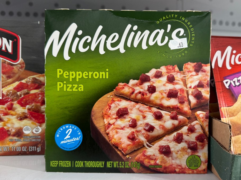 michelina pepperoni pizza box in freezer 