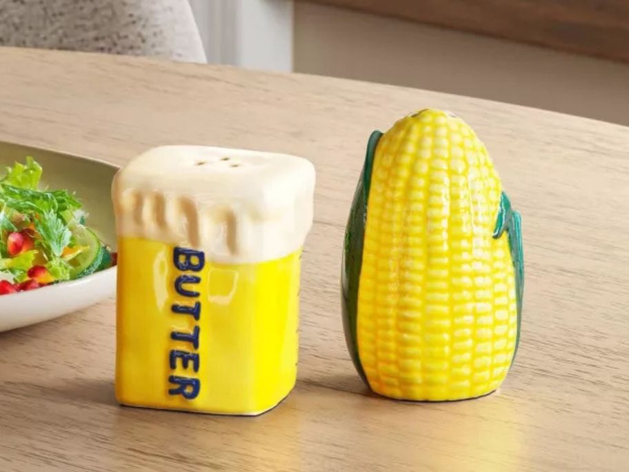 Room Essentials Corn/Butter Salt & Pepper Shaker Set on table