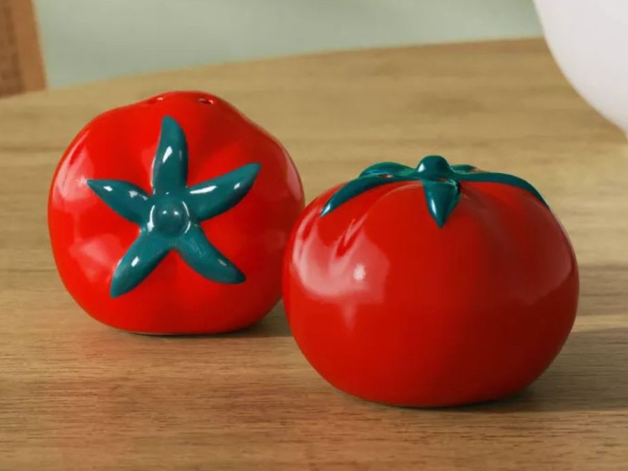 Room Essentials Tomato Salt & Pepper Shaker Set on table