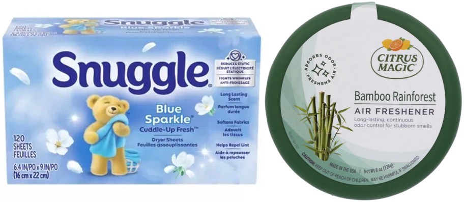 snuggle fabric sheets and citrus magic air freshener