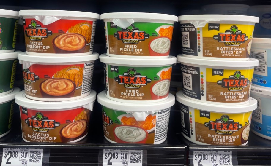 Display of texas road house dairy dips at walmart freezer shelf