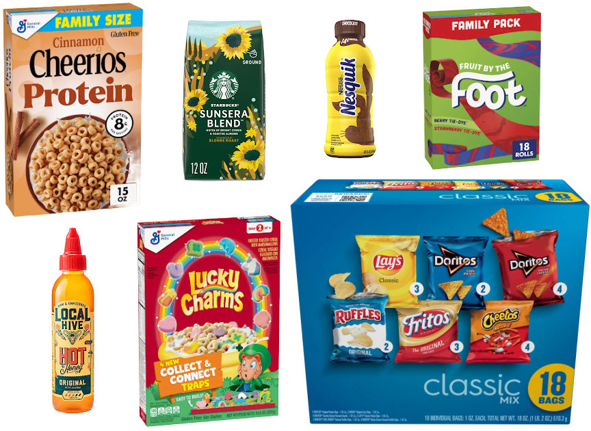 7 grocery items on a white background