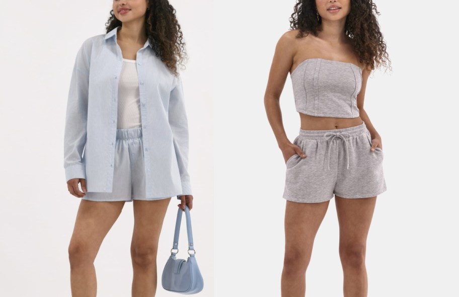 walmart two piece sets in blue and stripes 